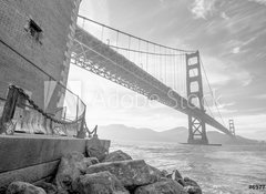 Samolepka flie 100 x 73, 69777803 - Golden Gate Bridge Black and White - Most Golden Gate Black and White