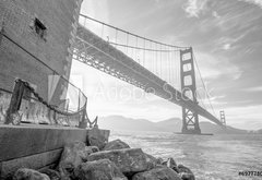Samolepka flie 145 x 100, 69777803 - Golden Gate Bridge Black and White - Most Golden Gate Black and White