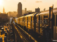 Samolepka flie 100 x 73, 69824143 - Subway Train in New York at Sunset - Metro v New Yorku pi zpadu slunce