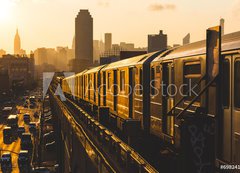 Samolepka flie 200 x 144, 69824143 - Subway Train in New York at Sunset - Metro v New Yorku pi zpadu slunce