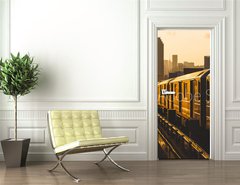 Samolepka na dvee flie 90 x 220  Subway Train in New York at Sunset, 90 x 220 cm