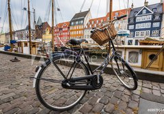 Fototapeta145 x 100  Classic vintage retro city bicycle in Copenhagen, Denmark, 145 x 100 cm