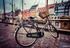 Fototapeta145 x 100  Classic vintage retro city bicycle in Copenhagen, Denmark, 145 x 100 cm