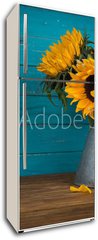 Samolepka na lednici flie 80 x 200  sunflower in metal vase, 80 x 200 cm