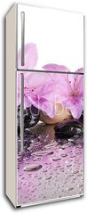 Samolepka na lednici flie 80 x 200, 70327716 - flowers and black stones with reflection