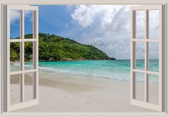 Samolepka flie 145 x 100, 70373045 - The open window, with sea views - Oteven okno s vhledem na moe