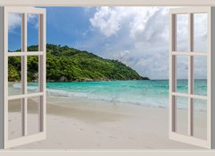 Fototapeta160 x 116  The open window, with sea views, 160 x 116 cm