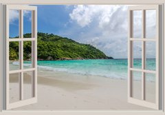 Fototapeta184 x 128  The open window, with sea views, 184 x 128 cm