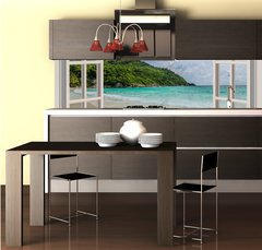 Fototapeta do kuchyn flie 260 x 60  The open window, with sea views, 260 x 60 cm