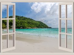 Fototapeta papr 360 x 266, 70373045 - The open window, with sea views - Oteven okno s vhledem na moe