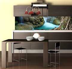 Fototapeta do kuchyně fólie 260 x 60, 70560072 - banyan tree and limestone waterfalls in purity deep forest use n - banyan strom a vápencové vodopády v čistotě hluboké lesní využití n