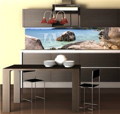 Fototapeta do kuchyn flie 260 x 60  beach in Seychelles islands, 260 x 60 cm