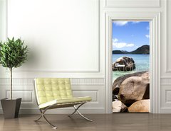 Samolepka na dvee flie 90 x 220, 70569144 - beach in Seychelles islands - pl na Seychelskch ostrovech