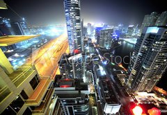Samolepka flie 145 x 100, 7075884 - United Arab Emirates: Dubai skyline at night - Spojen arabsk emirty: panorama Dubaje v noci
