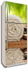 Samolepka na lednici flie 80 x 200, 70800084 - Spa background with rolled towel, bamboo and candlelight