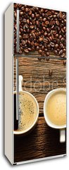 Samolepka na lednici flie 80 x 200, 70894369 - Variety of cups of coffee and coffee beans on old wooden table
