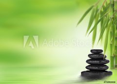 Fototapeta papr 160 x 116, 71092838 - Spa background with stacked massage stones and bamboo - Lzn pozad s skldan masn kameny a bambus