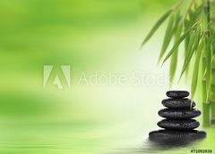 Samolepka flie 200 x 144  Spa background with stacked massage stones and bamboo, 200 x 144 cm