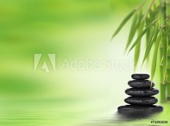 Samolepka flie 270 x 200  Spa background with stacked massage stones and bamboo, 270 x 200 cm