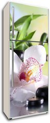 Samolepka na lednici flie 80 x 200, 71191786 - Spa stones and white orchid on table on natural background