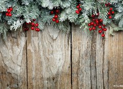 Samolepka flie 100 x 73, 71248012 - Christmas fir tree on wooden background - Vnon jedle na devnm pozad