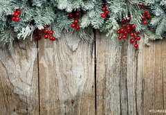 Fototapeta174 x 120  Christmas fir tree on wooden background, 174 x 120 cm