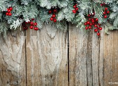 Fototapeta240 x 174  Christmas fir tree on wooden background, 240 x 174 cm