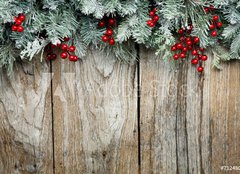 Fototapeta254 x 184  Christmas fir tree on wooden background, 254 x 184 cm