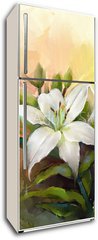 Samolepka na lednici flie 80 x 200  White lily flower.Flower oil painting, 80 x 200 cm