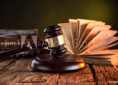 Samolepka flie 200 x 144, 71289049 - Wooden gavel and books on wooden table, law concept
