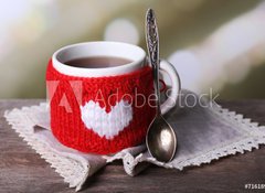 Samolepka flie 100 x 73, 71618914 - Cup of tasty hot tea, on wooden table, on light background