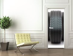 Samolepka na dvee flie 90 x 220  Group of automotive tires, 90 x 220 cm