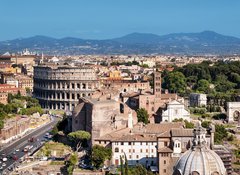 Samolepka flie 100 x 73, 72183112 - Ariel view of Rome: including the Colosseum and Roman Forum.. - Arielv pohled na m: vetn Kolosea a mskho fra.