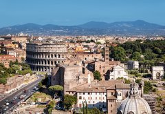 Samolepka flie 145 x 100, 72183112 - Ariel view of Rome: including the Colosseum and Roman Forum..