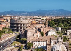 Fototapeta pltno 160 x 116, 72183112 - Ariel view of Rome: including the Colosseum and Roman Forum..