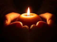 Samolepka flie 270 x 200, 72333685 - prayer - candle in hands - modlitba