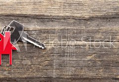 Fototapeta plátno 174 x 120, 72381127 - Symbol of the house with silver key on vintage wooden background - Symbol domu se stříbrným klíčem na vinobraní dřevěné pozadí