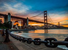 Samolepka flie 100 x 73, 72399300 - burning sky over Golden gate Bridge