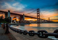 Fototapeta vliesov 145 x 100, 72399300 - burning sky over Golden gate Bridge