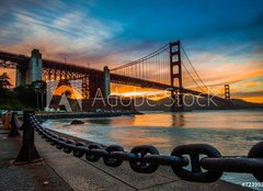 Fototapeta254 x 184  burning sky over Golden gate Bridge, 254 x 184 cm