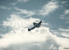 Fototapeta160 x 116  Fighter plane on cloudy sky, 160 x 116 cm