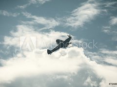 Samolepka flie 270 x 200, 72446158 - Fighter plane on cloudy sky - Bojov letadlo na zataen obloze