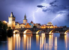 Samolepka flie 100 x 73, 72517073 - Prague bridge at storm - Prask most pi boui