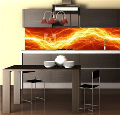 Fototapeta do kuchyn flie 260 x 60, 72936590 - Abstract hot fire lightning