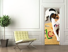 Samolepka na dvee flie 90 x 220, 73116832 - Cute dog posing on the carpet