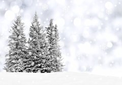 Samolepka flie 145 x 100, 73206614 - Snowy trees with twinkling silver background and snowflakes
