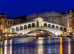 Samolepka flie 100 x 73, 73248153 - Night view of Rialto bridge and Grand Canal in Venice. Italy