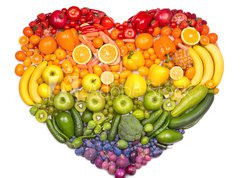 Samolepka flie 270 x 200, 73421875 - Rainbow heart of fruits and vegetables - Duhov srdce ovoce a zeleniny