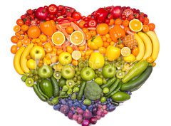 Fototapeta330 x 244  Rainbow heart of fruits and vegetables, 330 x 244 cm