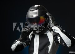 Fototapeta100 x 73  Casque et motard, 100 x 73 cm